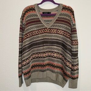 Lauren Ralph Lauren Y2K Women's Fair Isle V-Neck Sweater size 2X